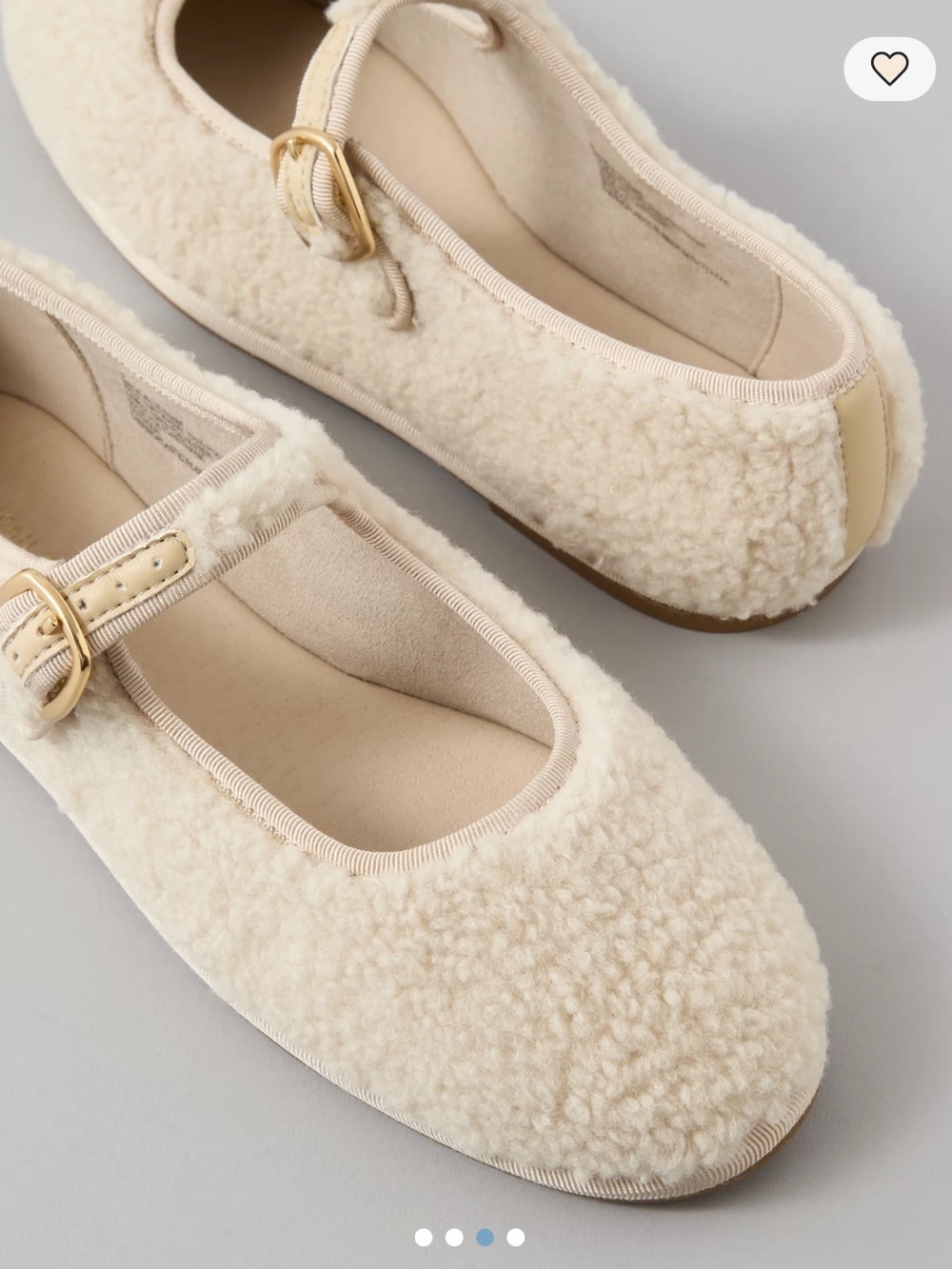 AE Cozy Mary Jane Ballet Flats Ivory Sherpa Winter Size 9 - Picture 3 of 12